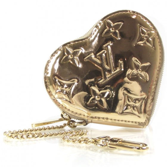 Monogram Miroir Heart Coin Purse Gold