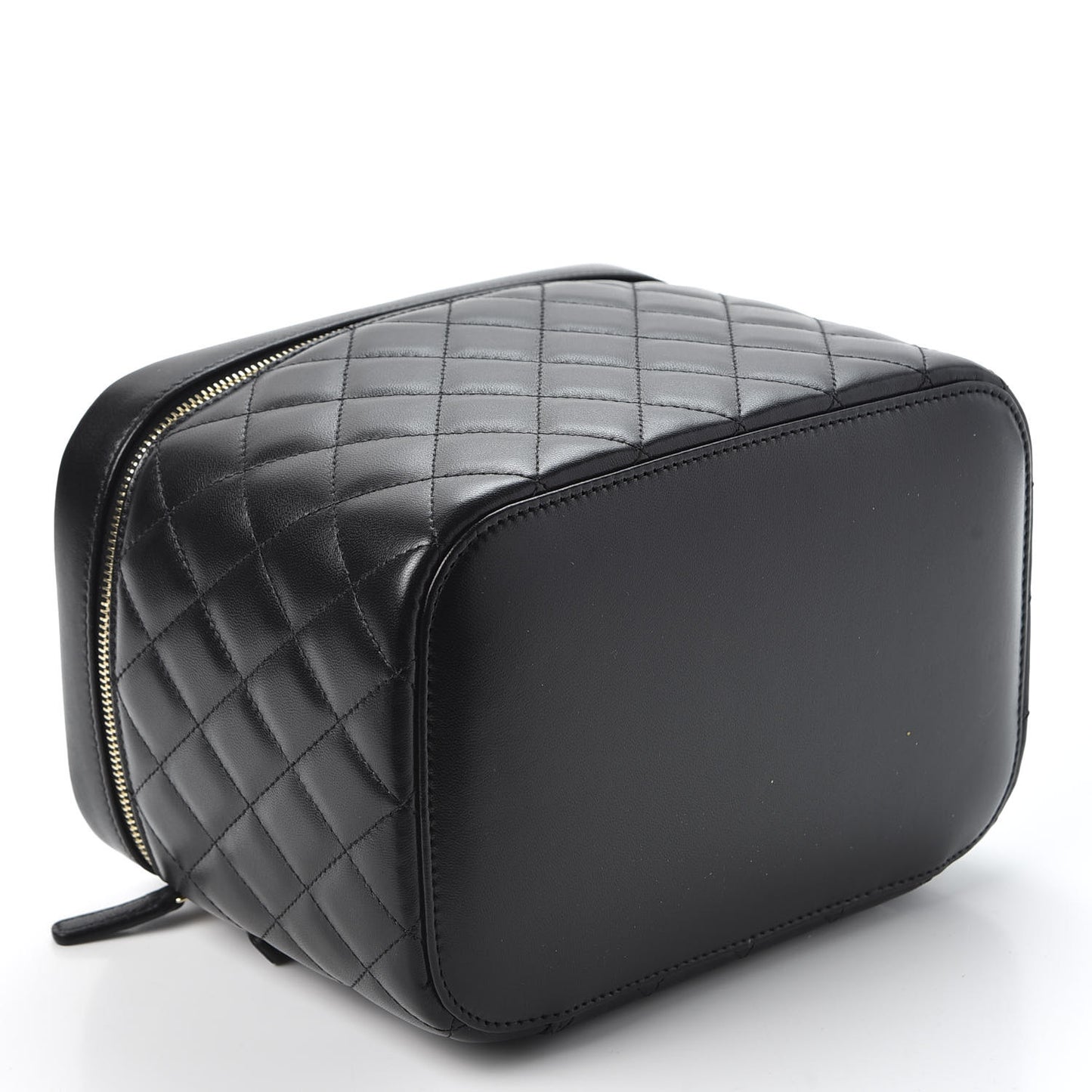 Lambskin Quilted Large Vanity Pouch Black