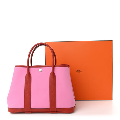 Hermes Toile Militaire Vache Country Garden Party Tote 30 Bubblegum Rouge Duchesse 11 of 11