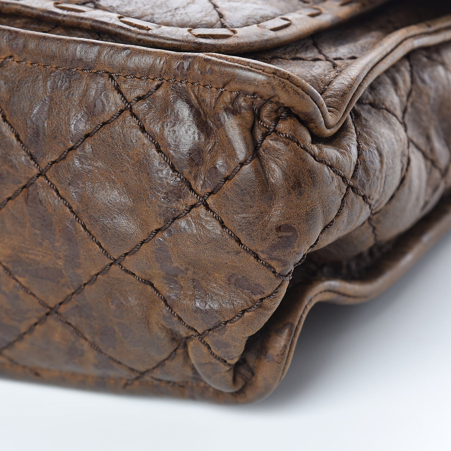 Aged Crumpled Calfskin Small Vintage Flap Brown