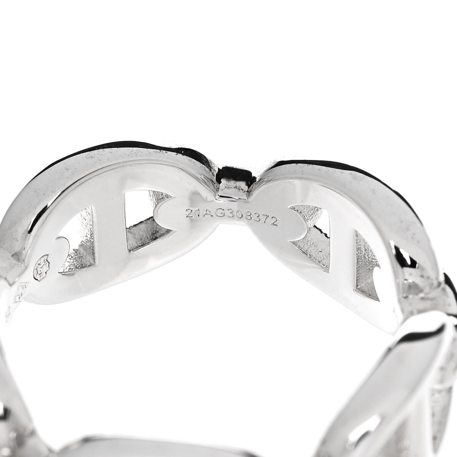 Hermes Sterling Silver PM Chaine d'Ancre Enchainee Band Ring 52 6 7 of 9