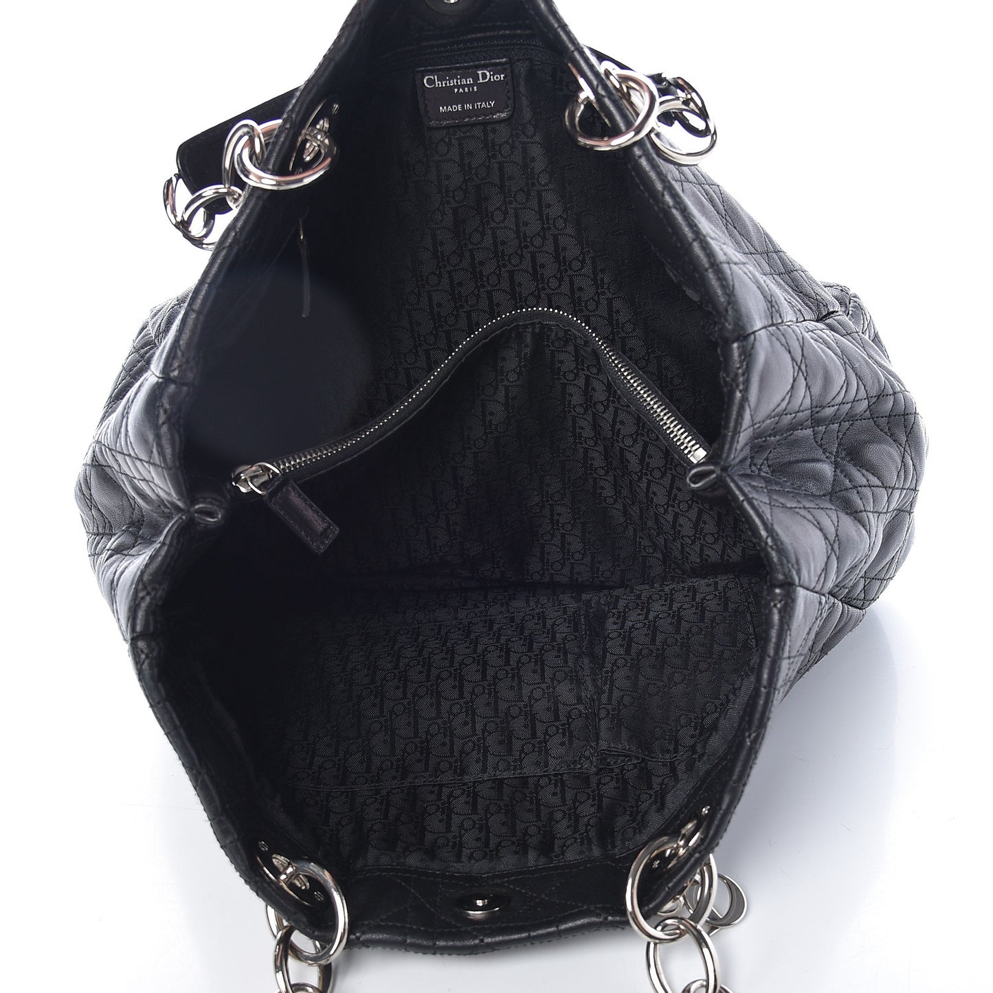 Lambskin Cannage Large Dior Soft Shopping Tote Black