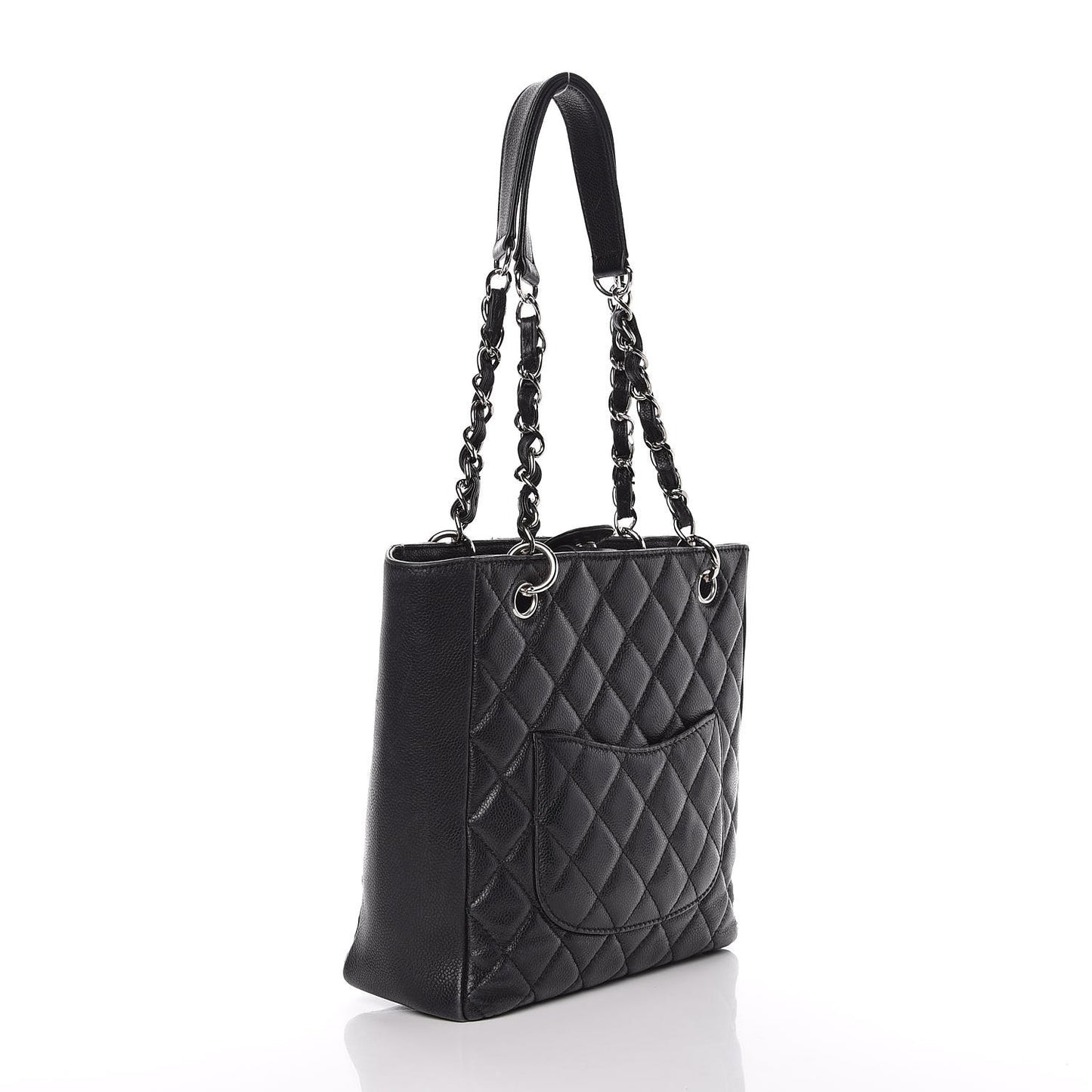 Caviar Quilted Petit Shopping Tote PST Black