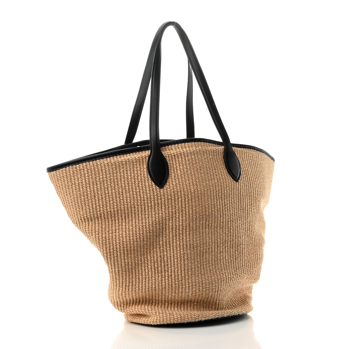 Raffia Calfskin Osa Medium Tote Natural Black