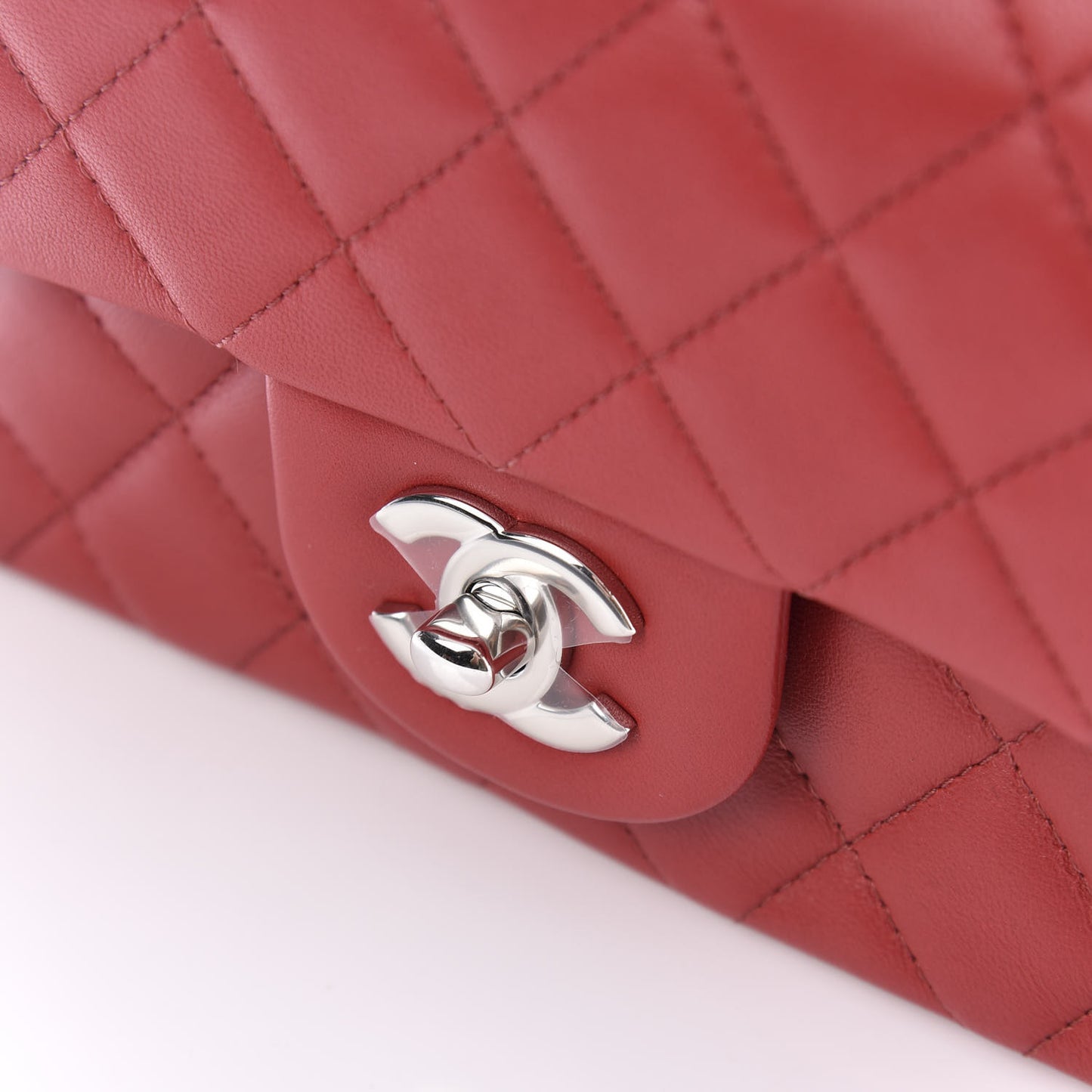 Lambskin Quilted Mini Rectangular Flap Red