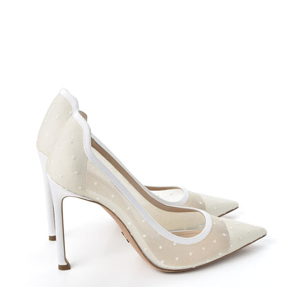 Christian Dior Mesh Plumetis Tulle D-Moi Pumps 38.5 White 4 of 9