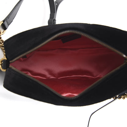 Gucci Velvet Matelasse Small GG Marmont Chain Shoulder Bag Black 4 of 10