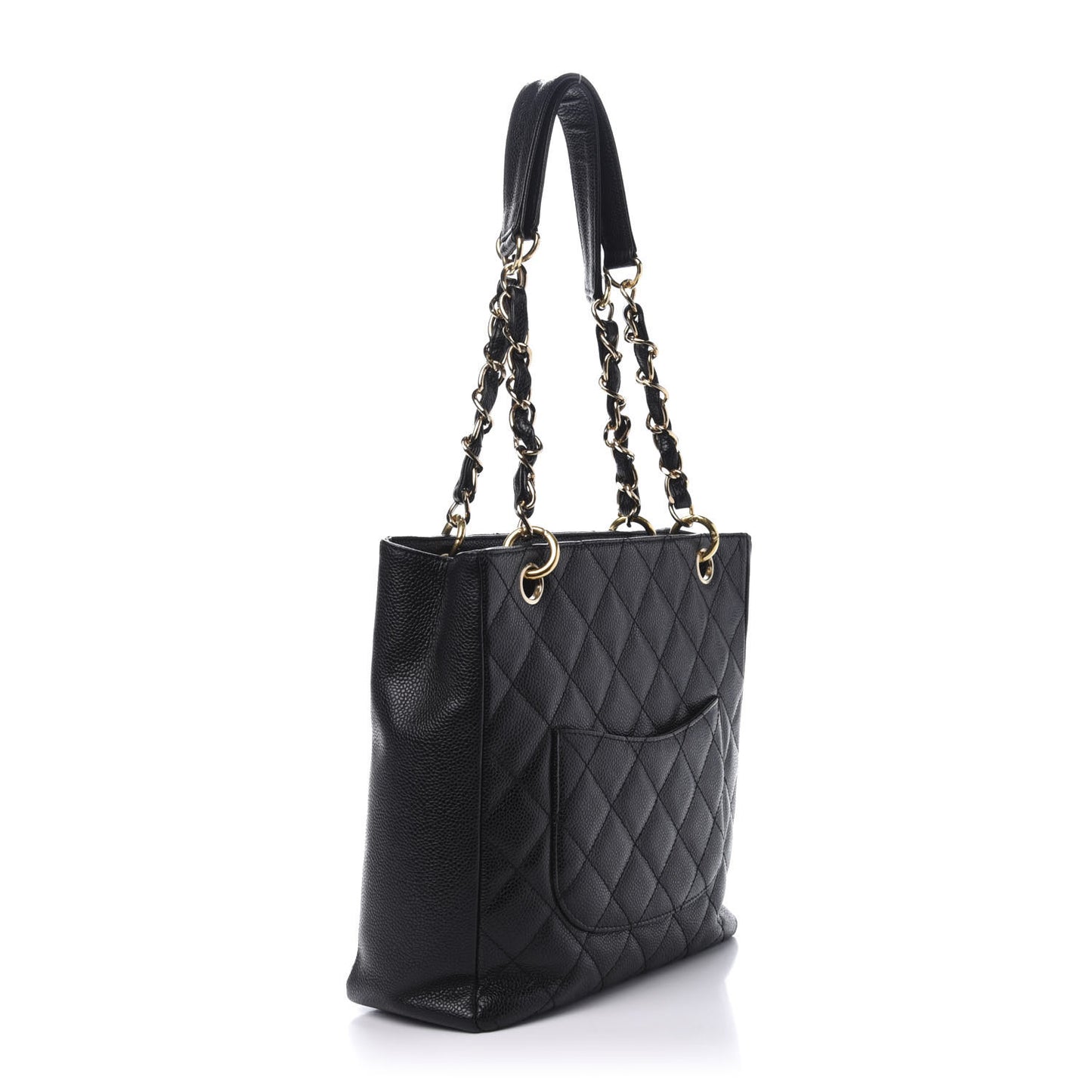 Caviar Quilted Petit Shopping Tote PST Black