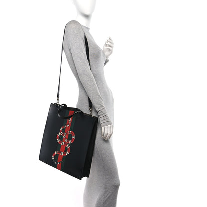 Gucci Calfskin Kingsnake Print Vertical Tote Black 2 of 11