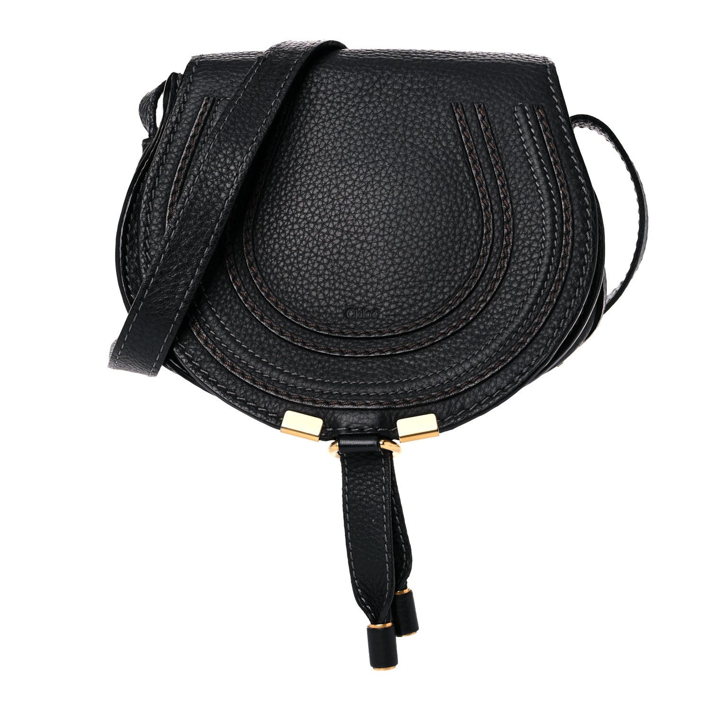 Calfskin Mini Marcie Round Crossbody Bag Black