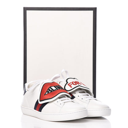 Gucci Calfskin Ayers Blind For Love Embroidered Womens Ace Sneakers 37.5 White 9 of 9