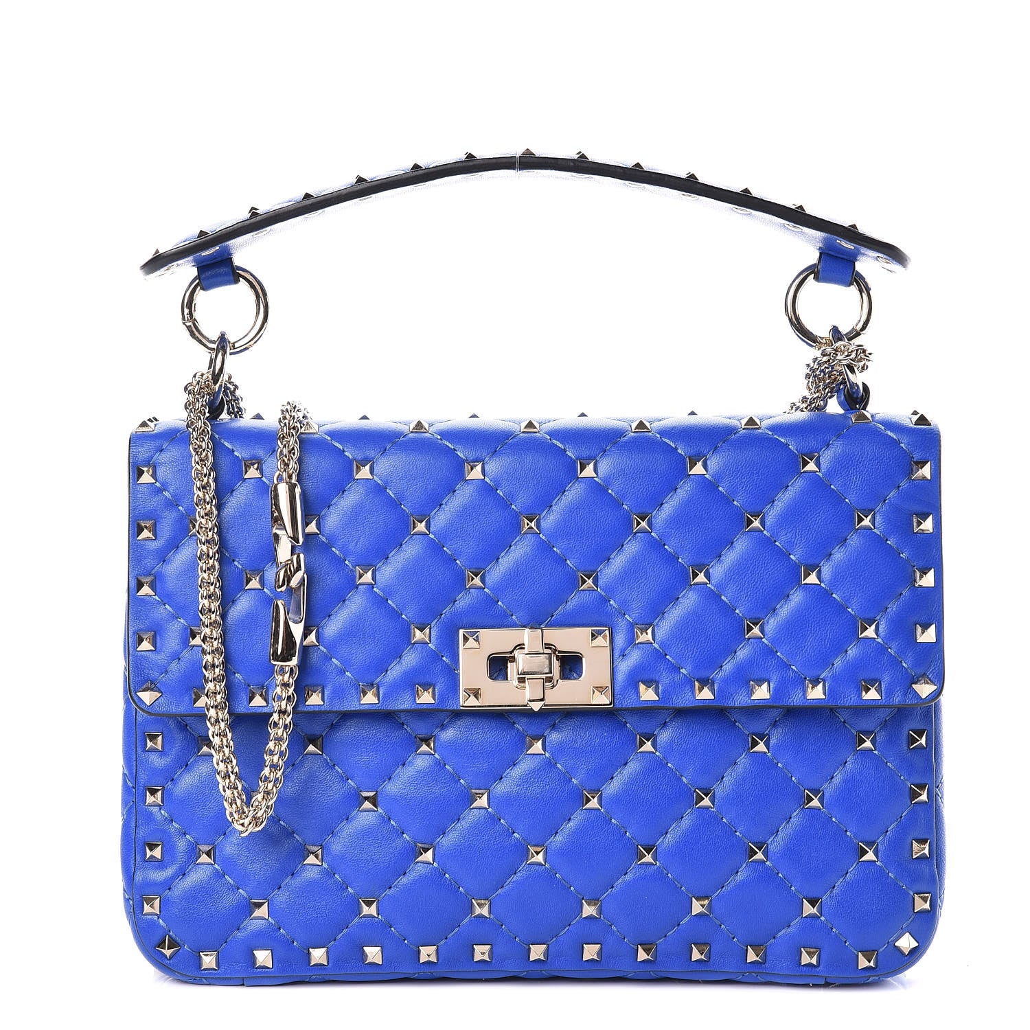 Valentino Garavani Nappa Medium Rockstud Spike Shoulder Bag Acid Blue 1 of 10