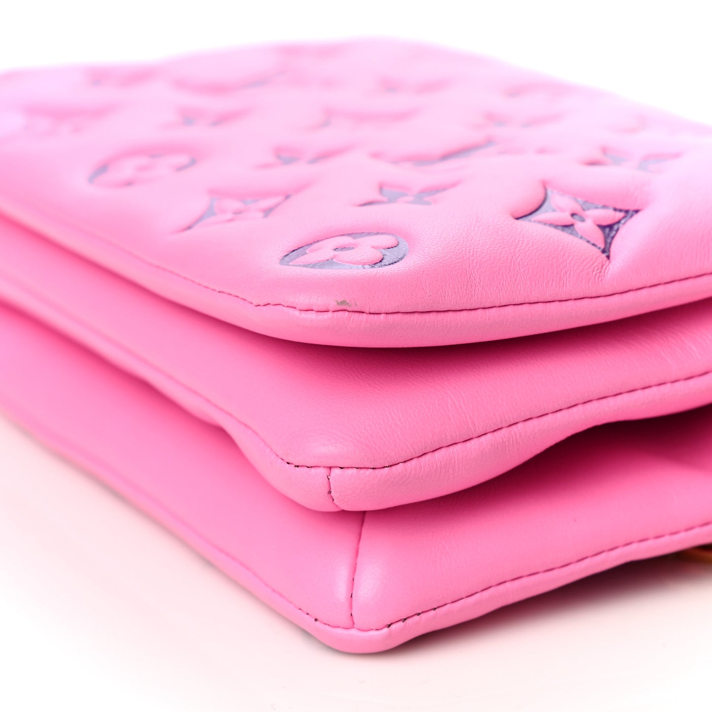 Lambskin Embossed Monogram Vuittamins Pochette Coussin Rose Violet