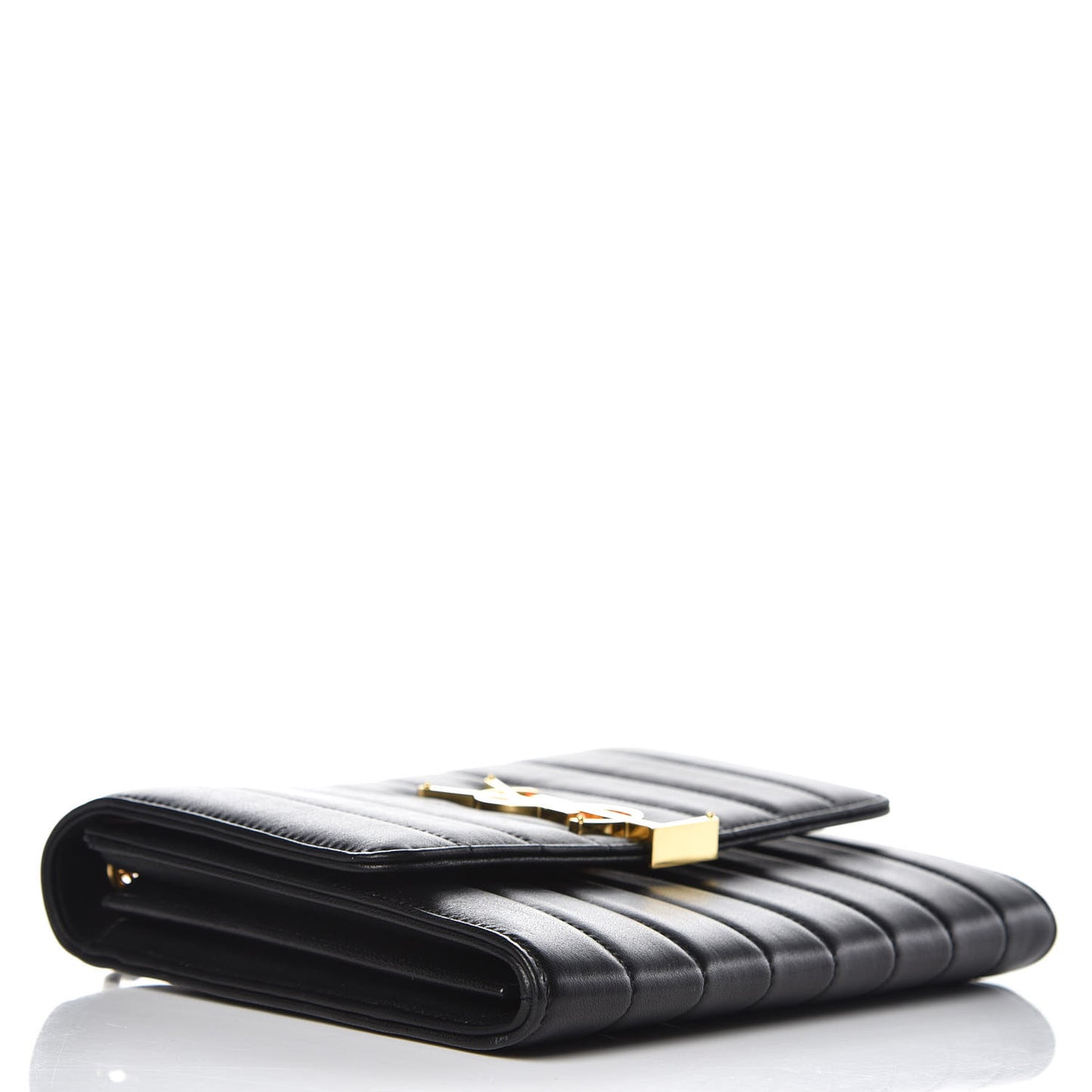 Lambskin Matelasse Monogram Vicky Chain Wallet Black