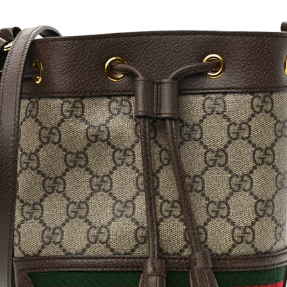 Gucci GG Supreme Monogram Web Mini Ophidia Bucket Bag Brown 8 of 11