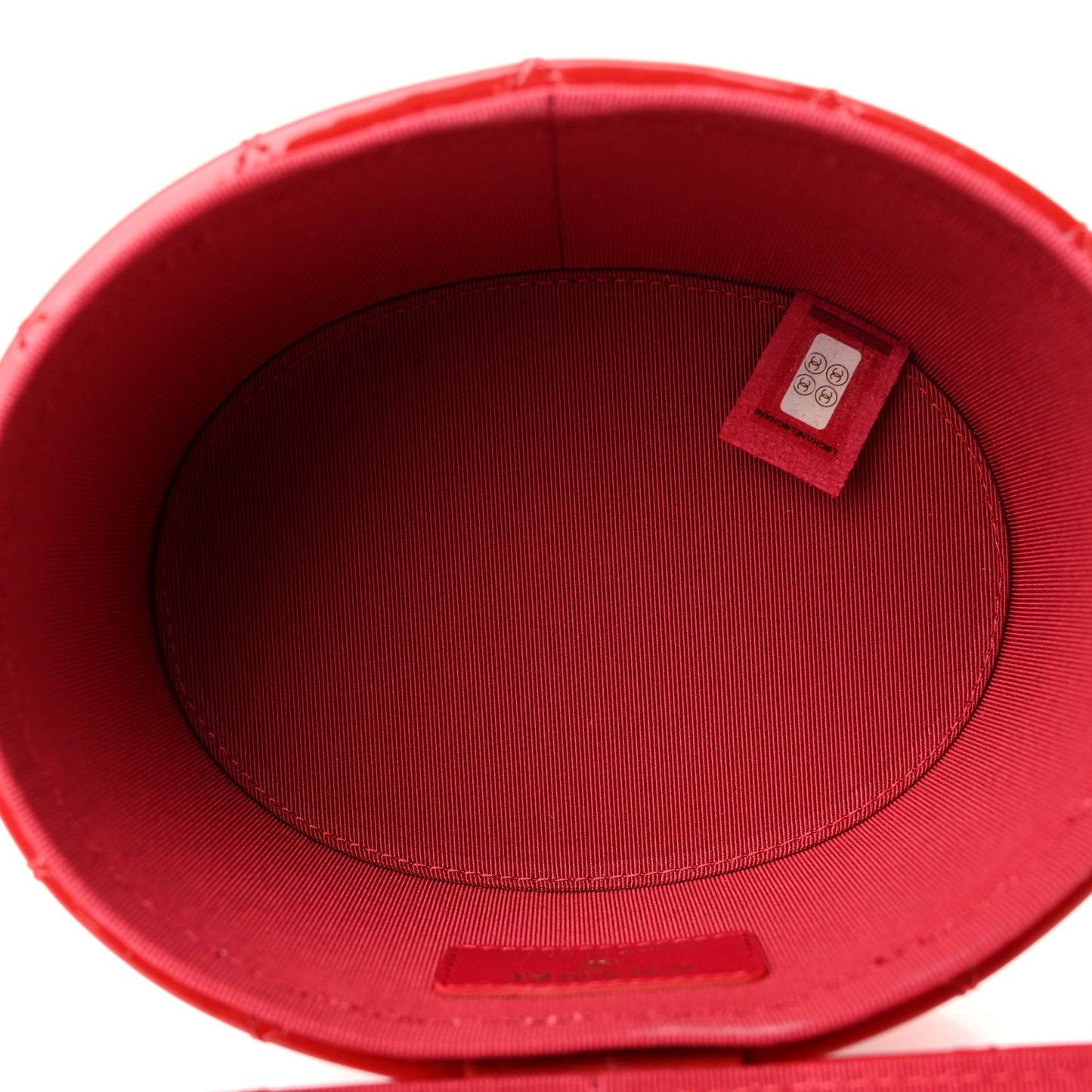 Patent Quilted Small Round Vanity With Chain Red
