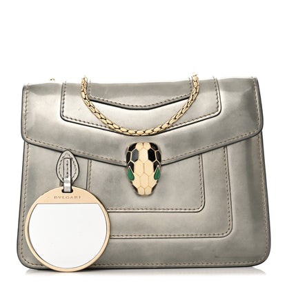 Bulgari Metallic Calfskin Small Serpenti Forever Snake Strap Crossbody Bag Silver 1 of 15