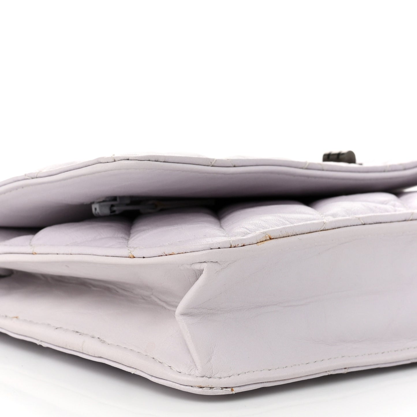 Aged Calfskin Quilted Reissue Wallet On Chain WOC White