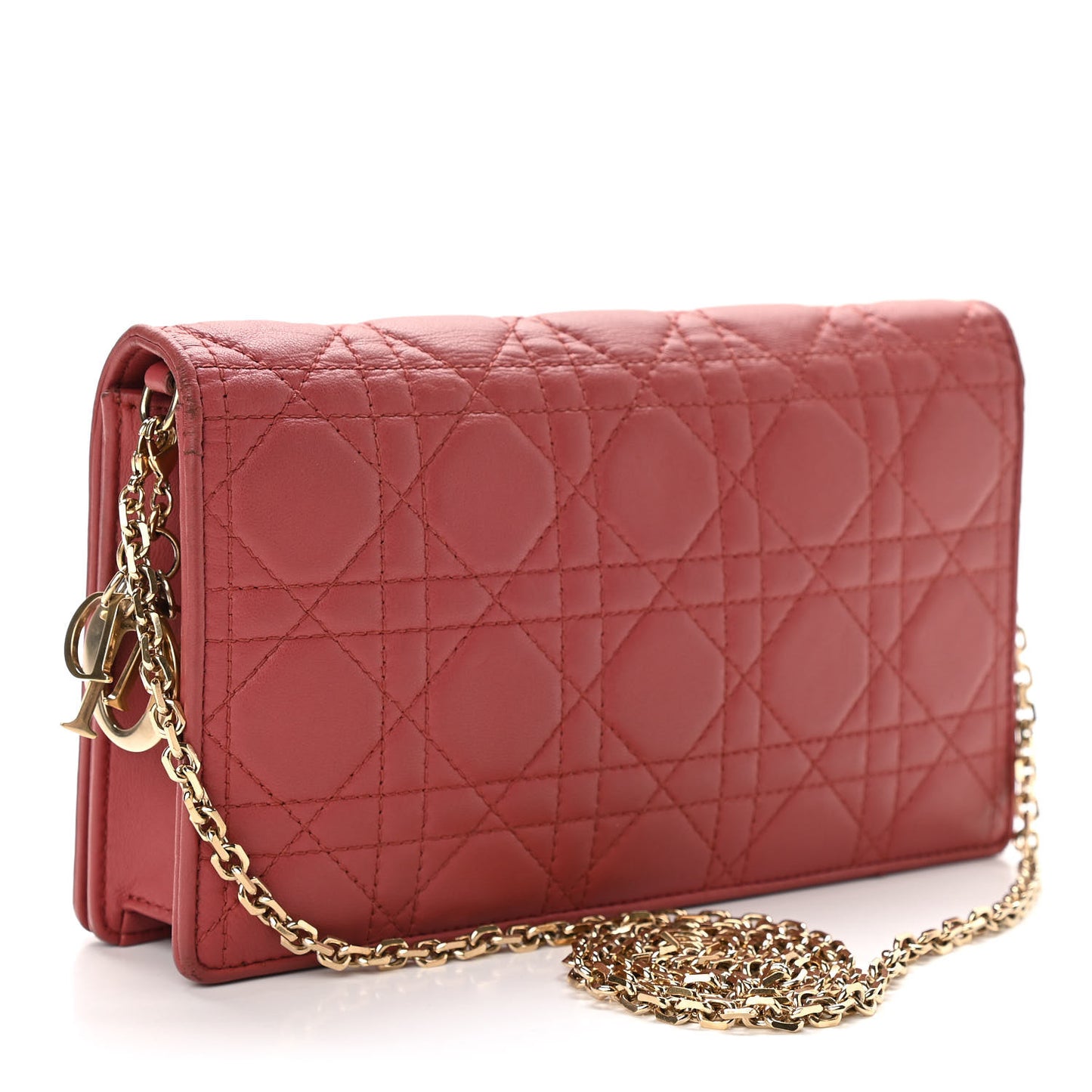 Lambskin Cannage Lady Dior Clutch Red