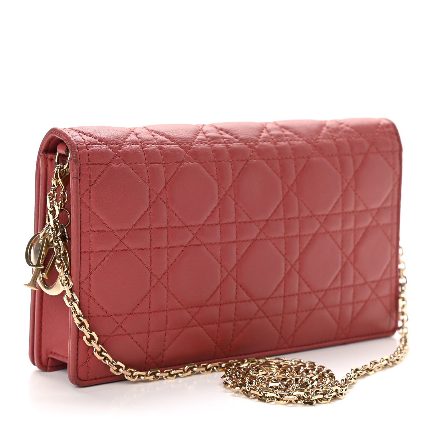 Christian Dior Lambskin Cannage Lady Dior Clutch Red 4 of 11
