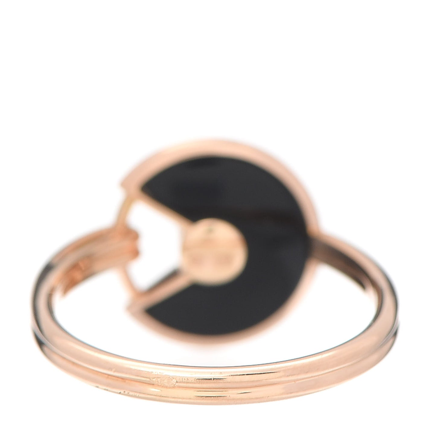 18K Pink Gold Diamond Black Onyx Amulette de Ring 52 6