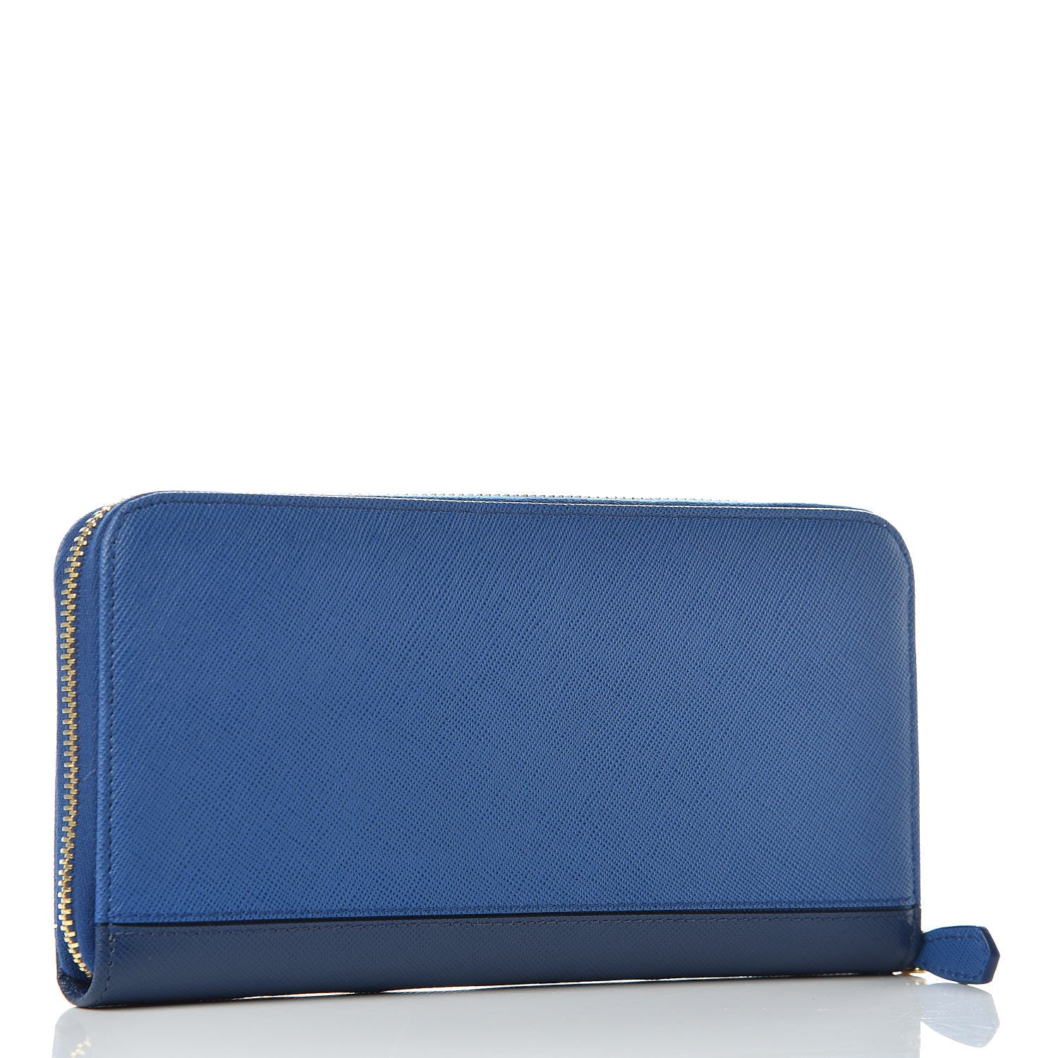 Prada Saffiano Stripe Zip Around Wallet Azzurro Bluette 3 of 8