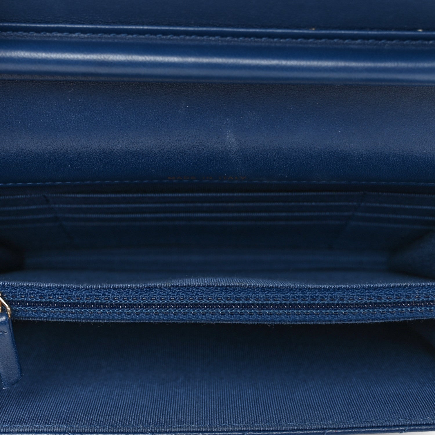 Chanel Lambskin Chevron Quilted Square Wallet On Chain WOC Blue 6 of 11