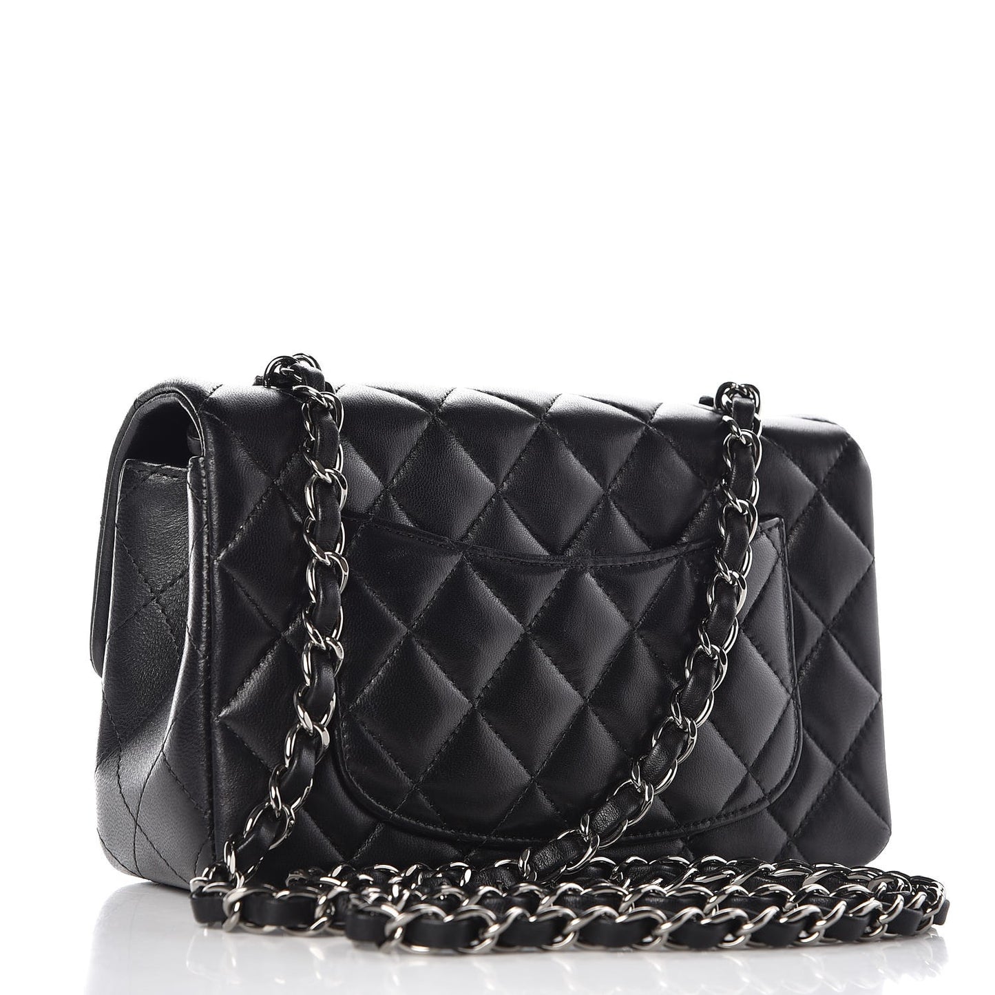 Lambskin Quilted Mini Rectangular Flap Black