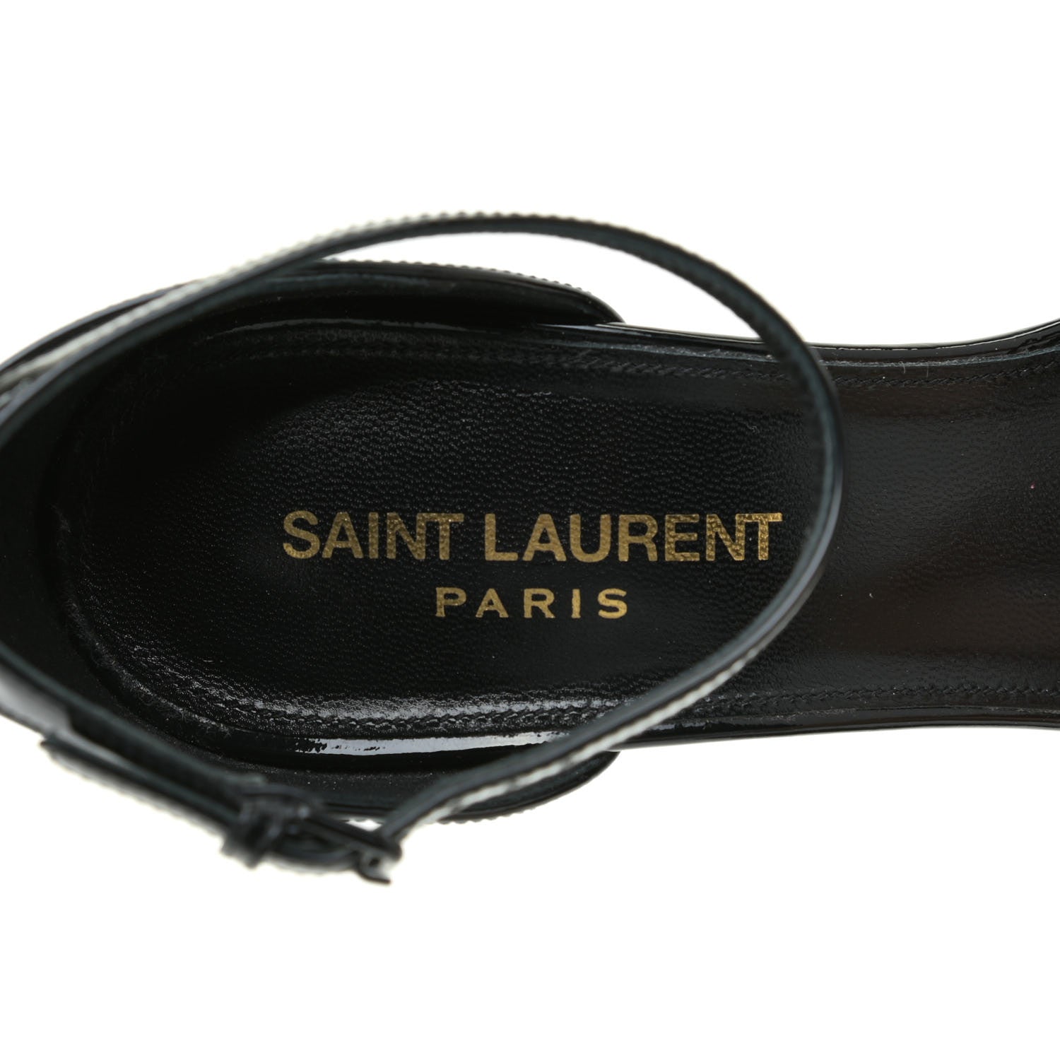 Saint Laurent Patent Calfskin Opyum 110 Sandals 36.5 Black Gold 7 of 8