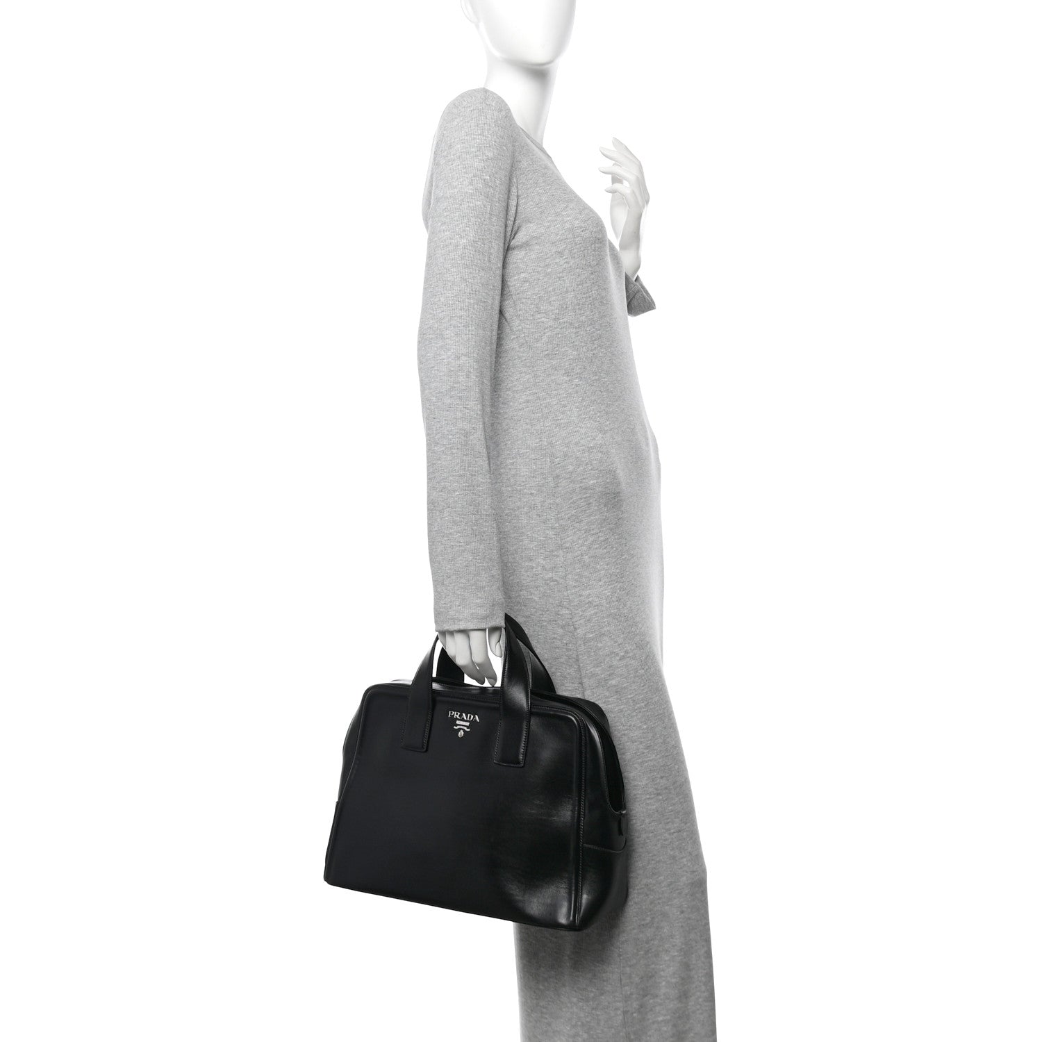 Prada Vitello Bowler Black 2 of 12