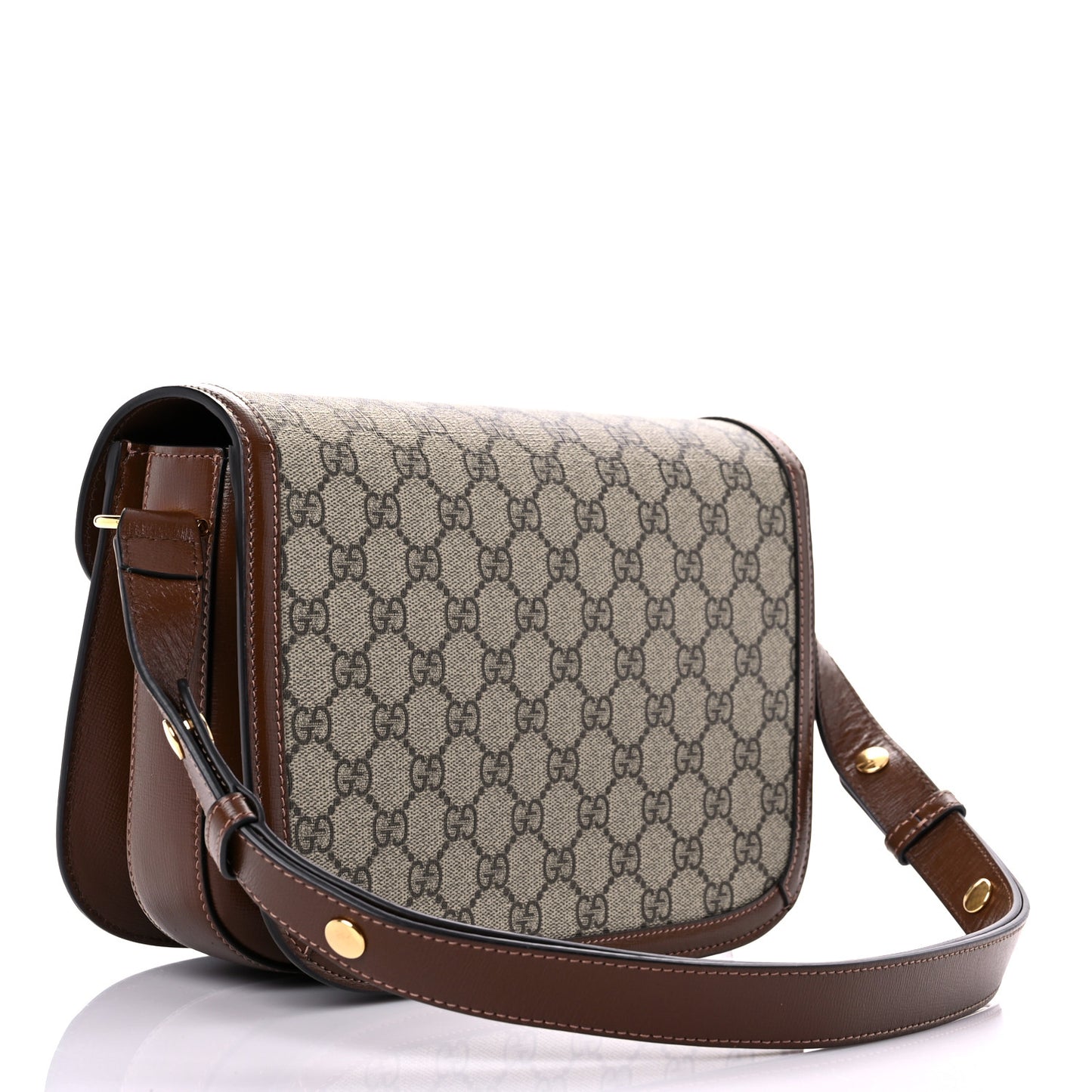 GG Supreme Monogram Horsebit 1955 Shoulder Bag Beige Brown Sugar