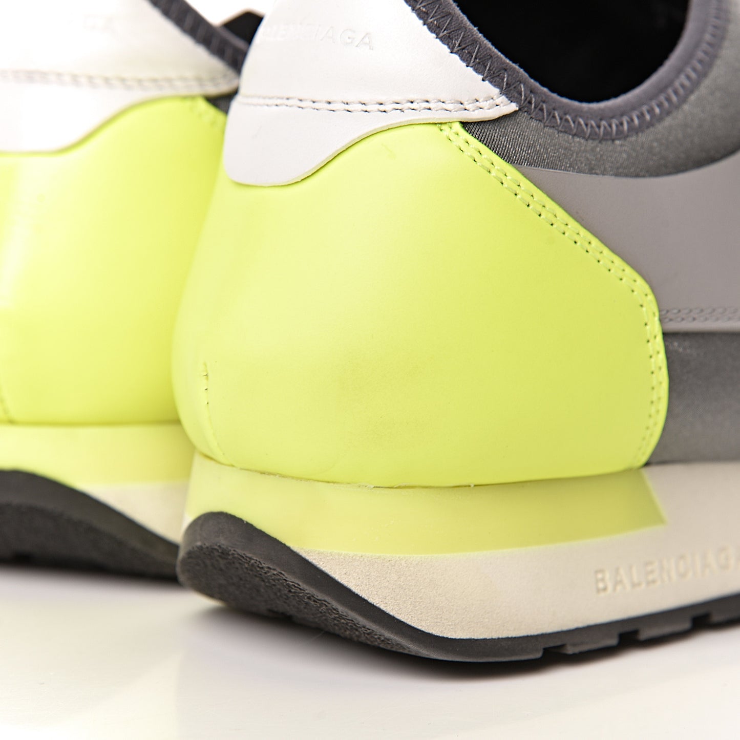 Mesh Calfskin Womens Race Runner Sneakers 42 Black Gris Jaune Fluo