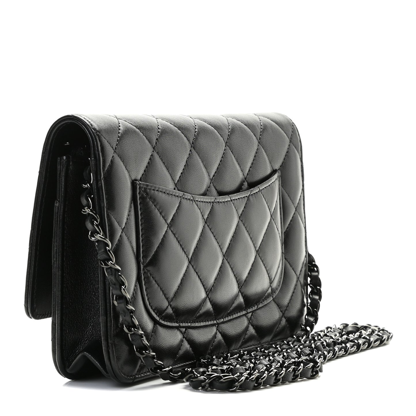 Lambskin Quilted Wallet On Chain WOC So Black