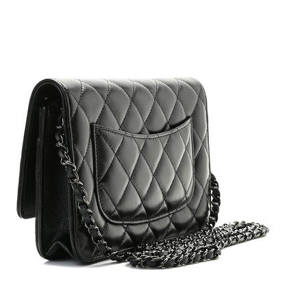 Chanel Lambskin Quilted Wallet On Chain WOC So Black 2 of 8