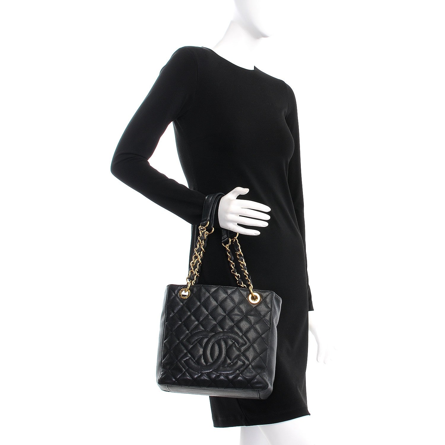 Chanel Caviar Quilted Petit Shopping Tote PST Black 2 of 13