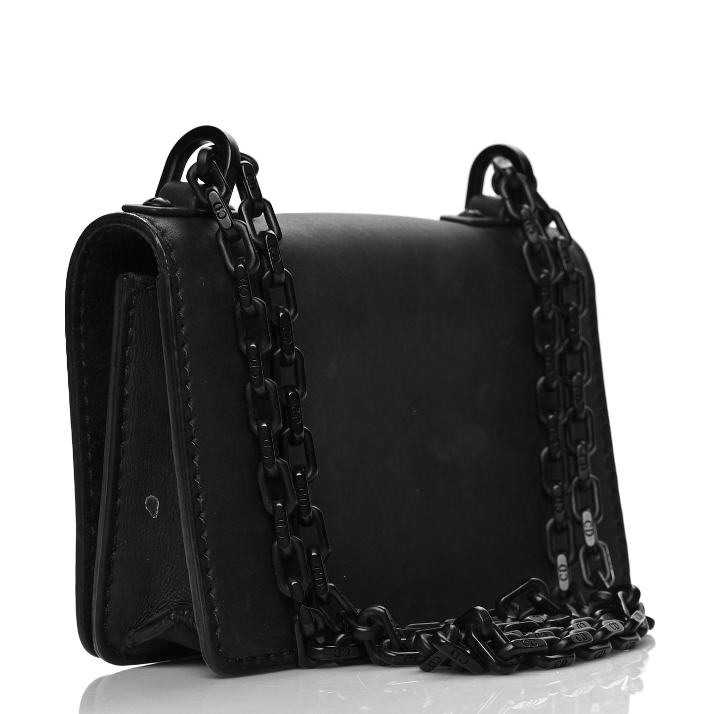 Ultra Matte Calfskin Mini J'Adior Chain Flap Bag Black