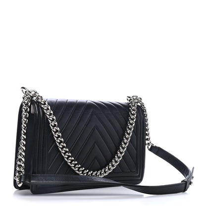 Chanel Calfskin Chevron Quilted New Medium Boy Flap Black 2 of 4