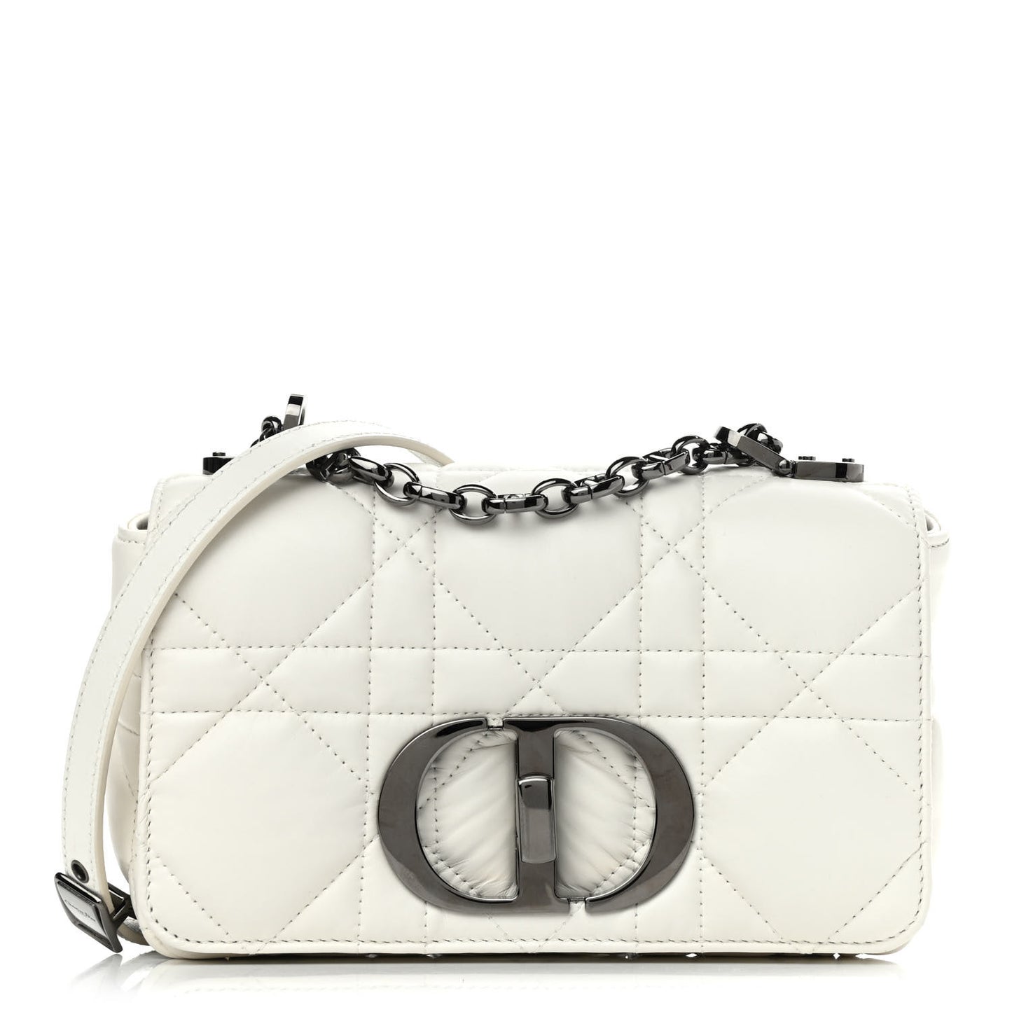 Lambskin Macrocannage Small Dior Caro Bag Ivory