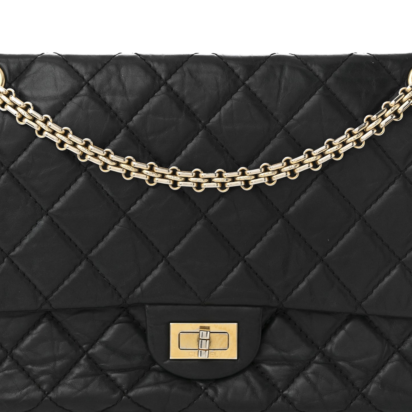 Aged Calfskin Quilted 2.55 Reissue 226 Flap Black