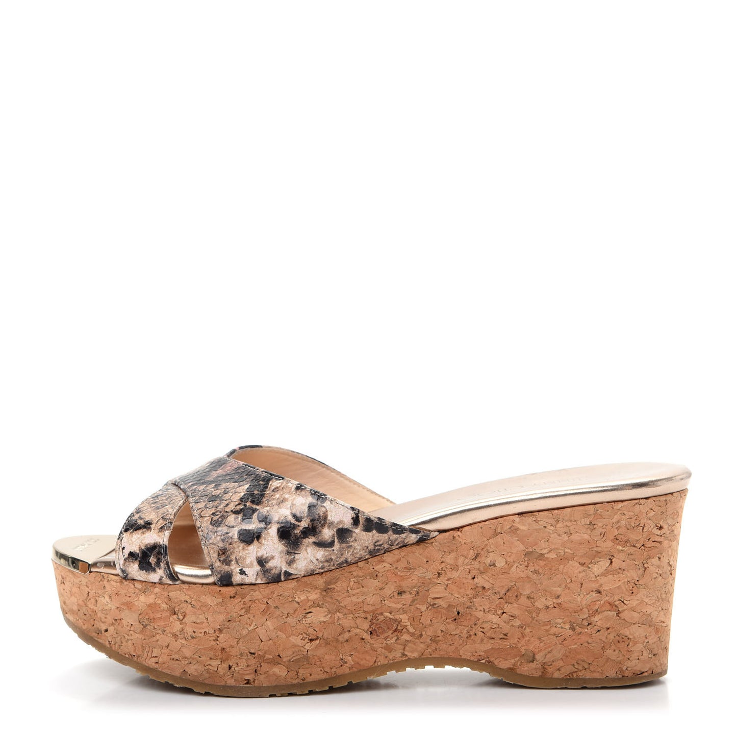 Snakeskin Prima Cork Wedge Sandals 37 Natural