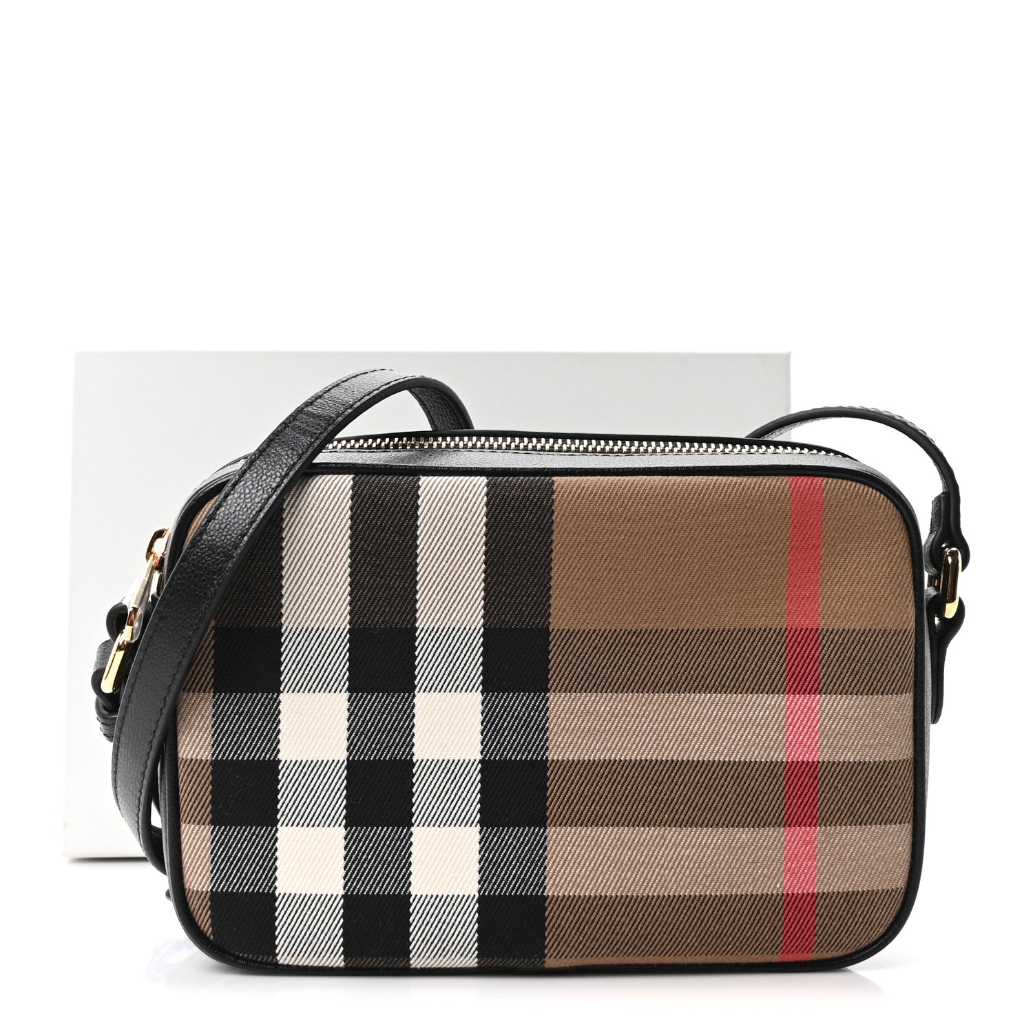 バッグ Burberry Burberry Giant Check Calfskin Smal Camera Bag Black 1918650