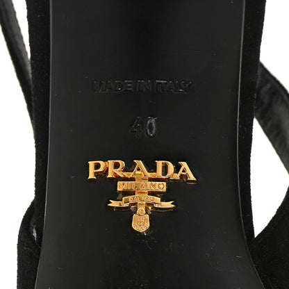 Prada Camoscio Slingback Pumps 40 Black Oro 6 of 10