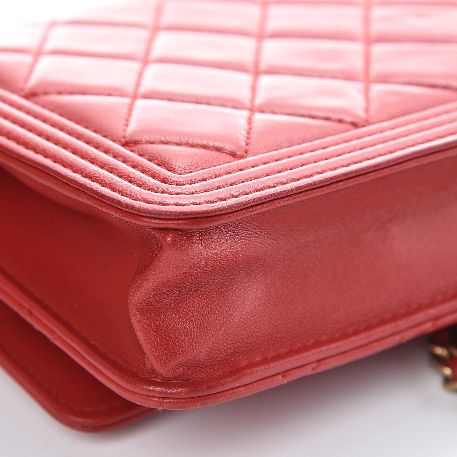 Chanel Lambskin Quilted Boy Wallet On Chain WOC Red 15 of 18