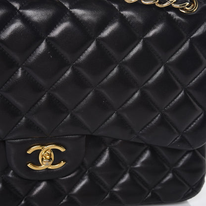 Chanel Lambskin Quilted Jumbo Double Flap Black 18 of 21