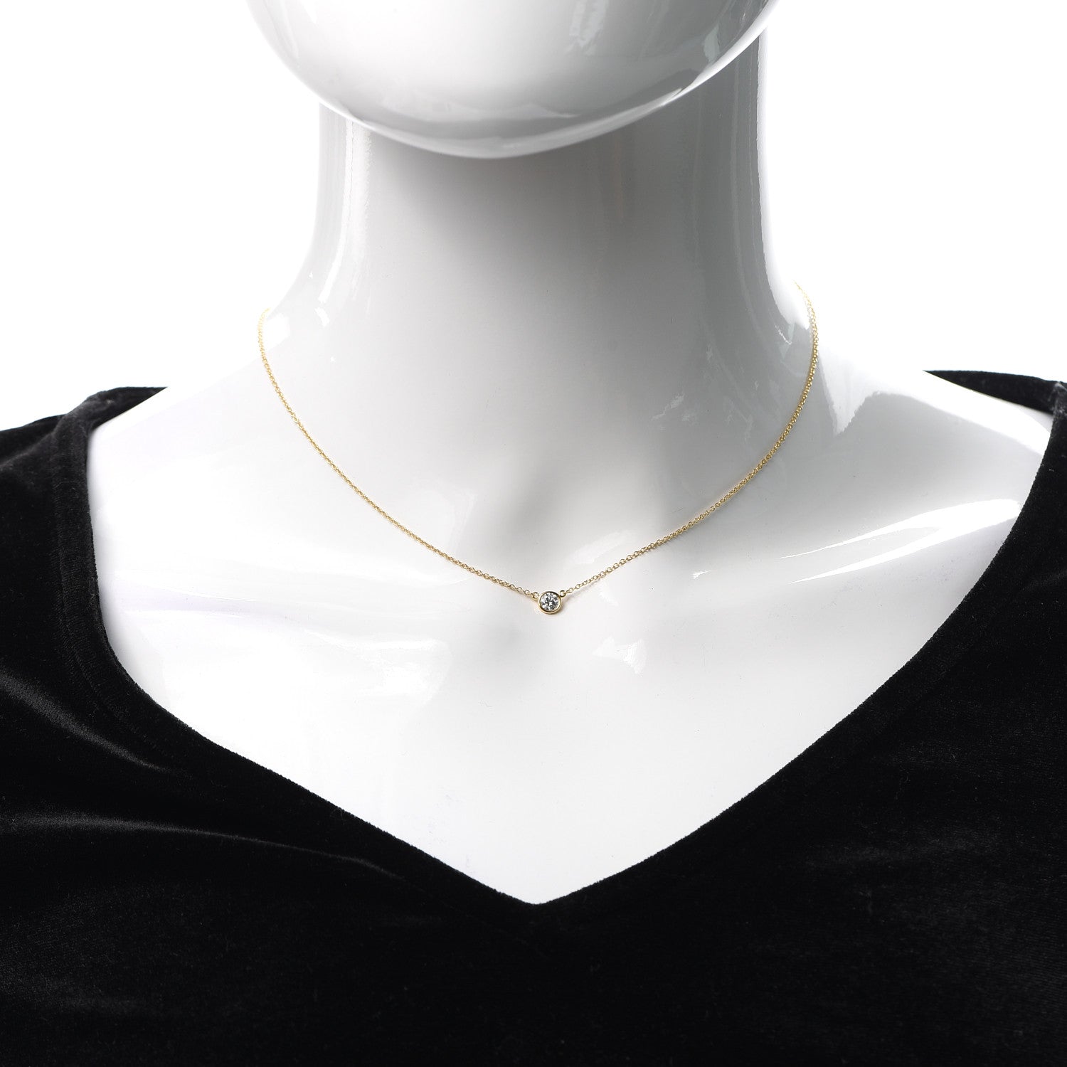 Tiffany 18K Yellow Gold Diamond .22ct Elsa Peretti Diamonds by the Yard Pendant Necklace 2 of 6