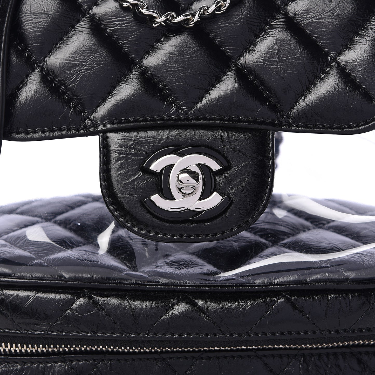 Crumpled Calfskin PVC Quilted Backpack Black