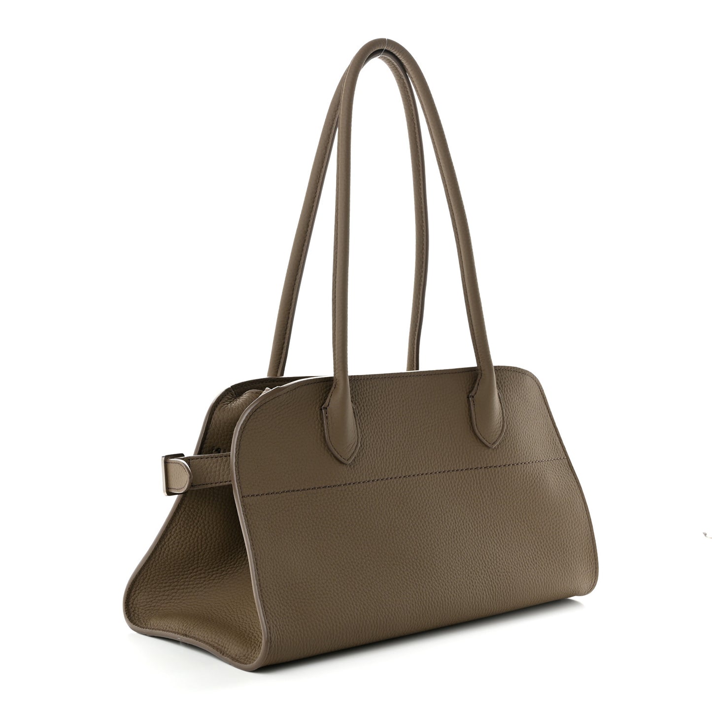 Matte Grained Calfskin Margaux Shoulder 12  Dark Taupe