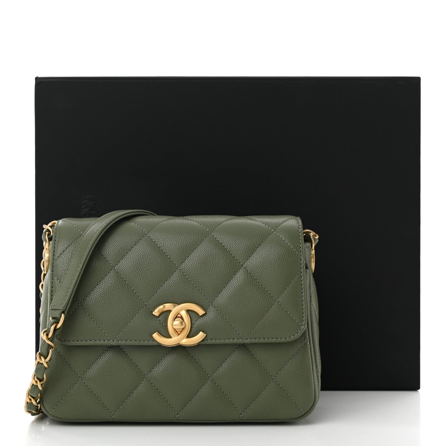Chanel Shiny Caviar Quilted Mini Flap Khaki 11 of 11