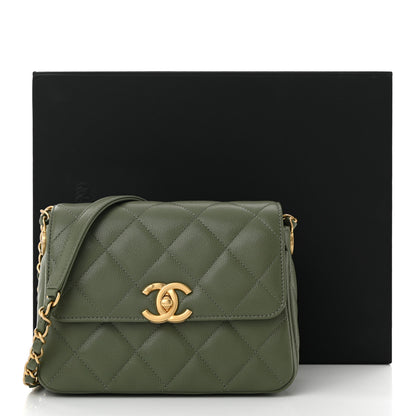 Chanel Shiny Caviar Quilted Mini Flap Khaki 11 of 11
