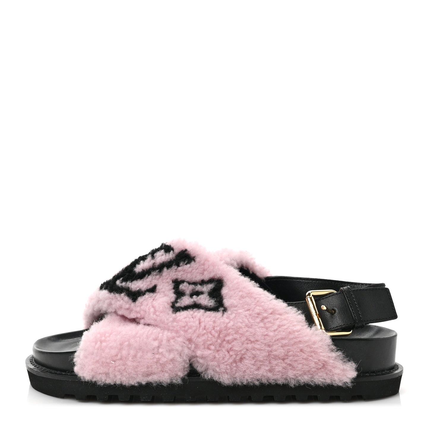 Shearling Calfskin Paseo Flat Comfort Sandal 37 Pink